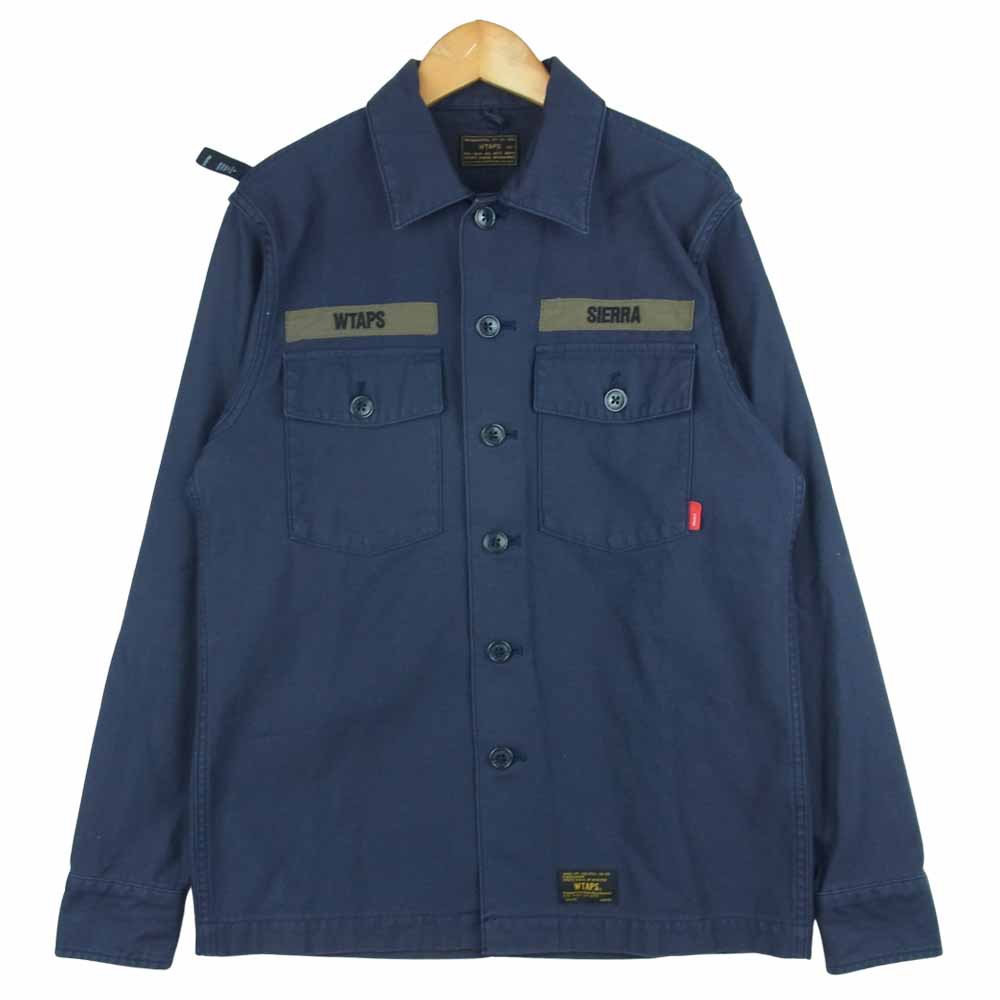 WTAPS ダブルタップス 15AW 152gwdt-shm02 BUDS L/S SHIRT COTTON SATIN 長袖 シャツ ネイビー系【中古】