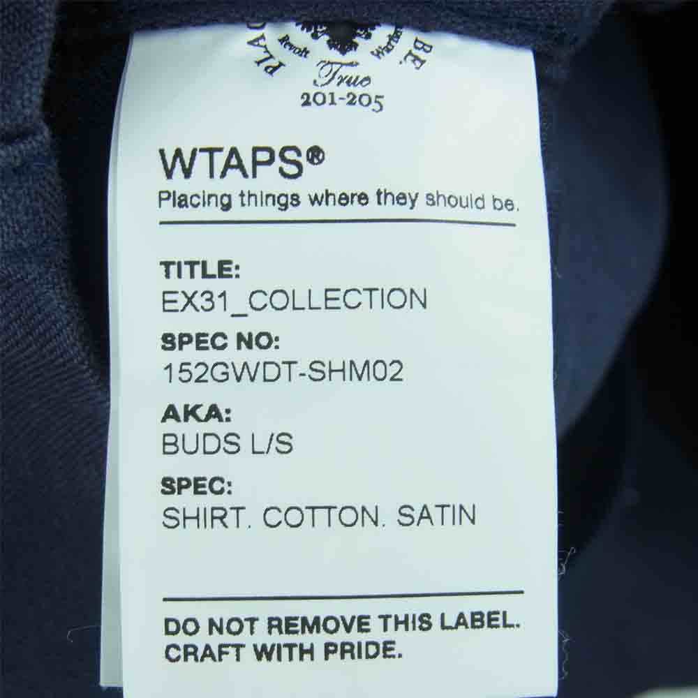 WTAPS ダブルタップス 15AW 152gwdt-shm02 BUDS L/S SHIRT COTTON SATIN 長袖 シャツ ネイビー系【中古】
