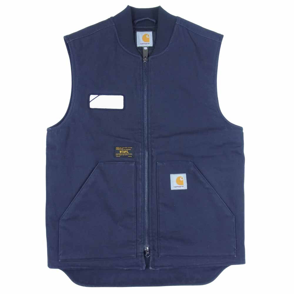 WTAPS ダブルタップス 15aw 152vhctd-jkm04 ×CARHARTT VEST COTTON CANVAS DEARBORN ベスト ネイビー系 S【中古】