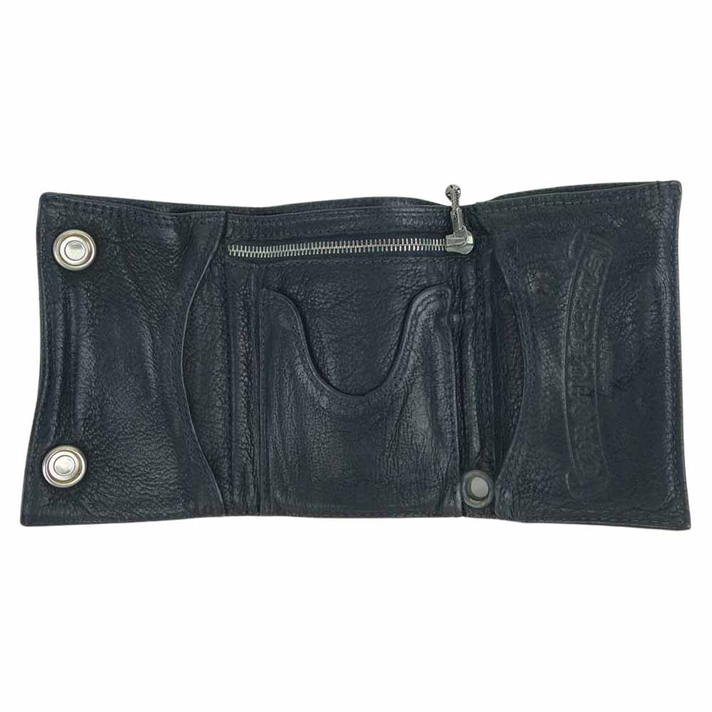 CHROME HEARTS クロムハーツ（原本無） 3 FOLD フォールド クロスボールボタン ウォレット ブラック系【中古】