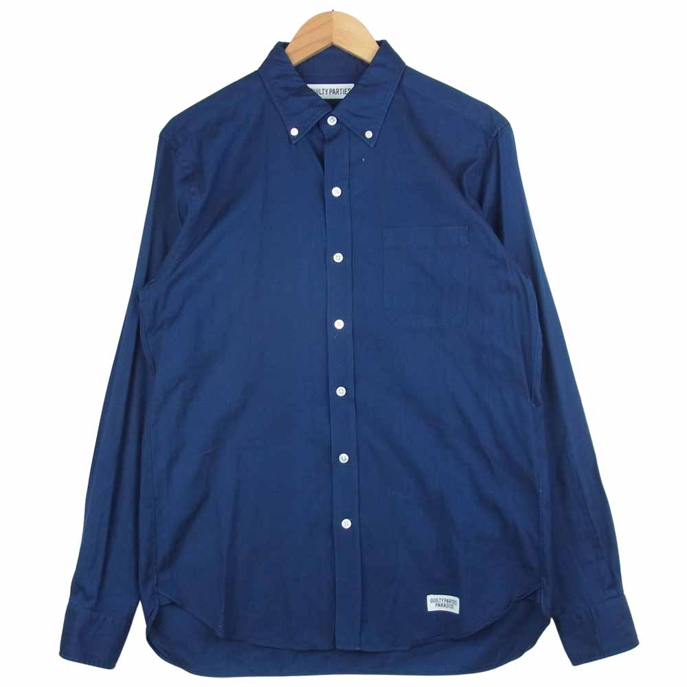WACKO MARIA ワコマリア TESSITURA MONTI 長袖 シャツ コットン 日本製 ネイビー系 L【中古】