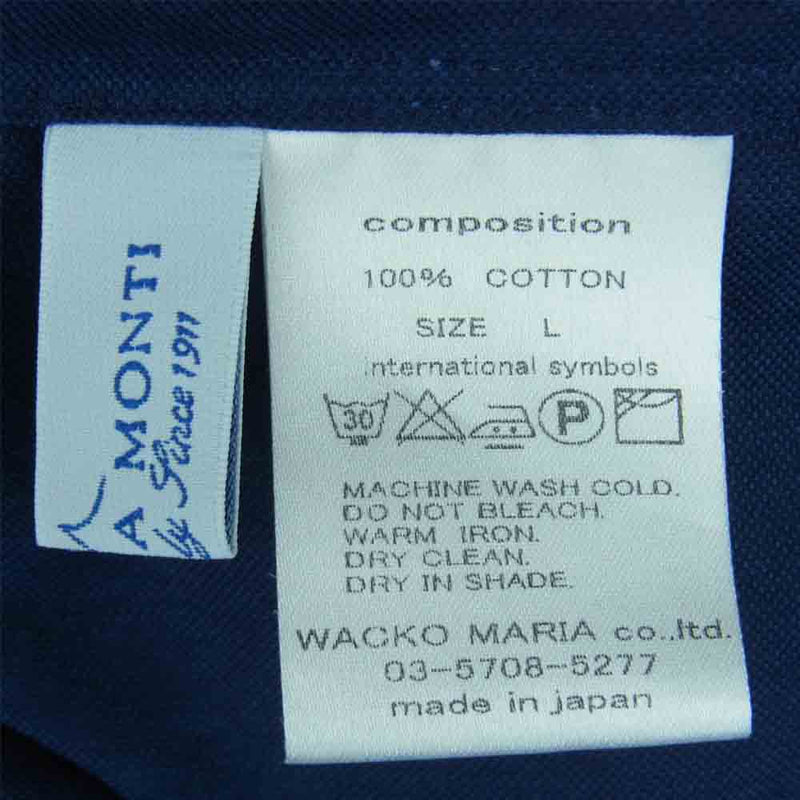 WACKO MARIA ワコマリア TESSITURA MONTI 長袖 シャツ コットン 日本製 ネイビー系 L【中古】