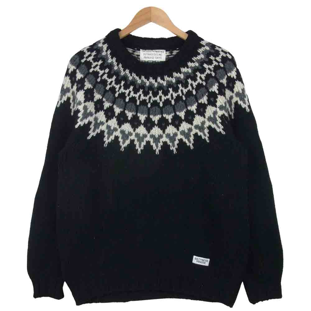 WACKO MARIA ワコマリア 16fw-wmk-kn12 NORDIC SWEATER ノルディック セーター ニット ブラック系 L【中古】