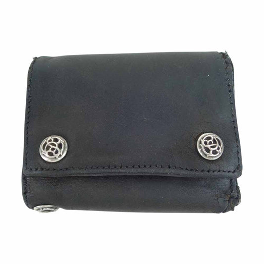 CHROME HEARTS クロムハーツ（原本無） フローラル ボタン 3 フォールド ウォレット 財布 ブラック系【中古】