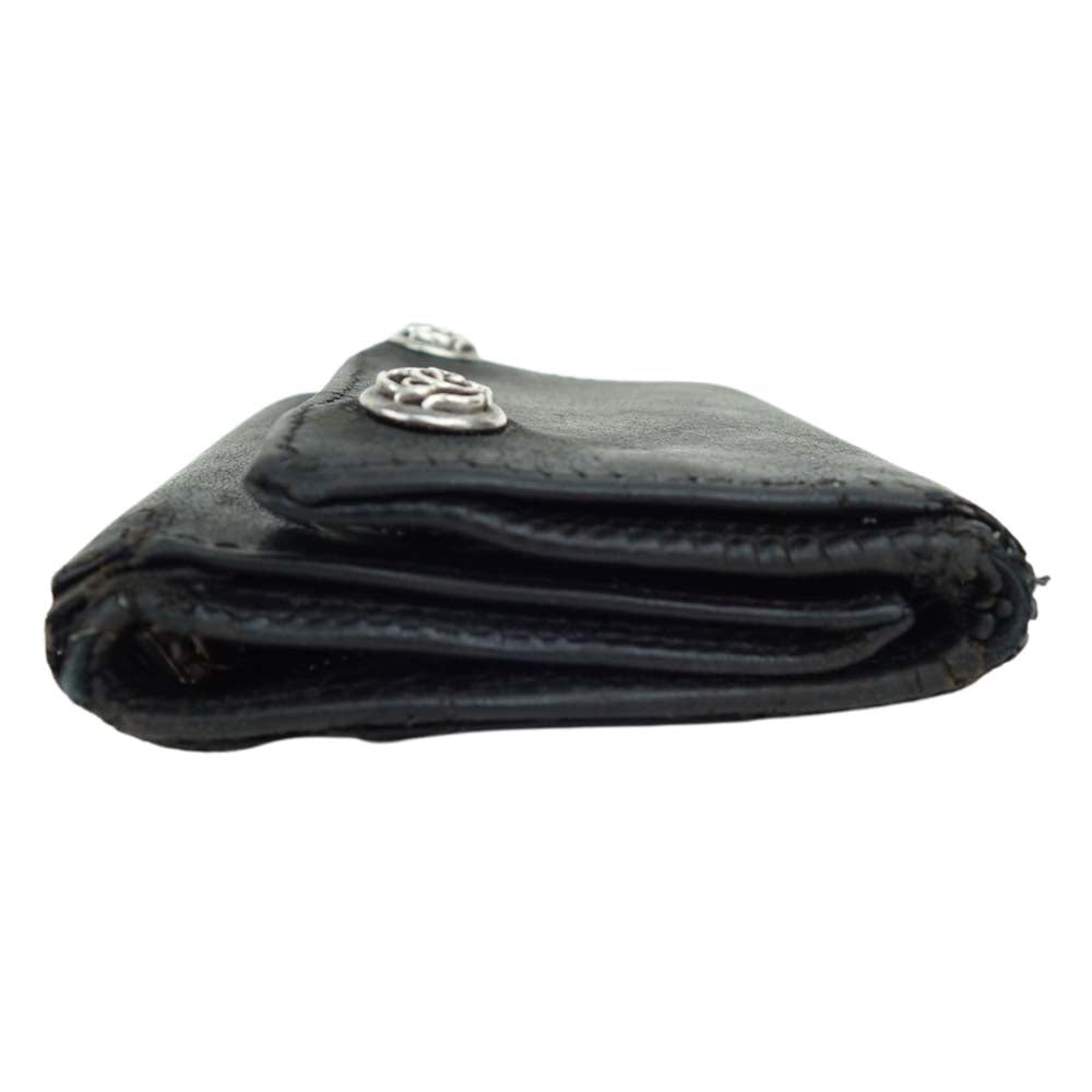 CHROME HEARTS クロムハーツ（原本無） フローラル ボタン 3 フォールド ウォレット 財布 ブラック系【中古】