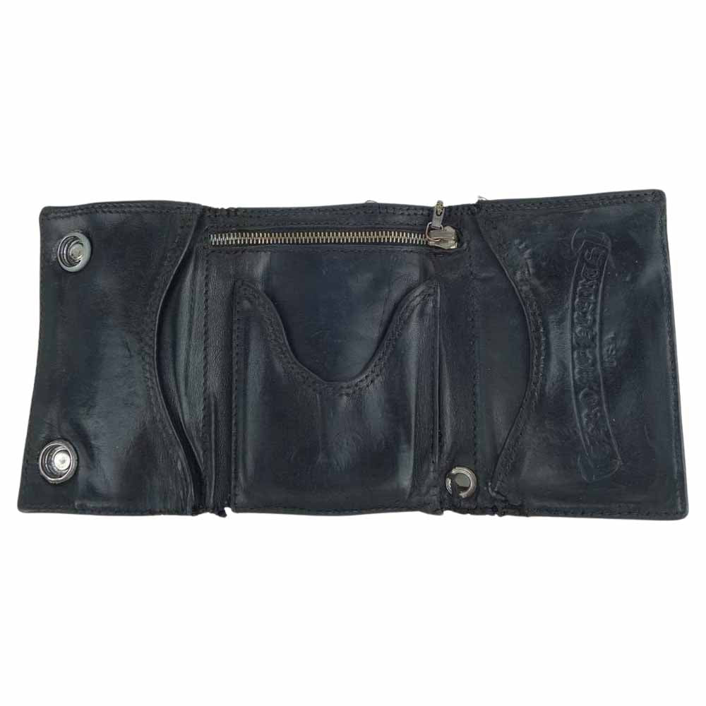 CHROME HEARTS クロムハーツ（原本無） フローラル ボタン 3 フォールド ウォレット 財布 ブラック系【中古】