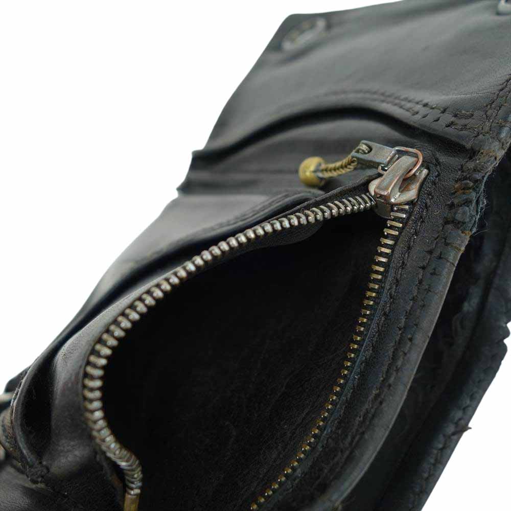CHROME HEARTS クロムハーツ（原本無） フローラル ボタン 3 フォールド ウォレット 財布 ブラック系【中古】