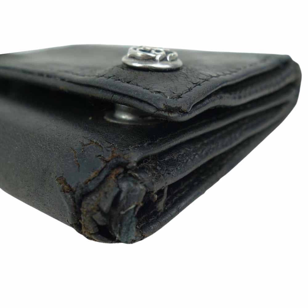 CHROME HEARTS クロムハーツ（原本無） フローラル ボタン 3 フォールド ウォレット 財布 ブラック系【中古】