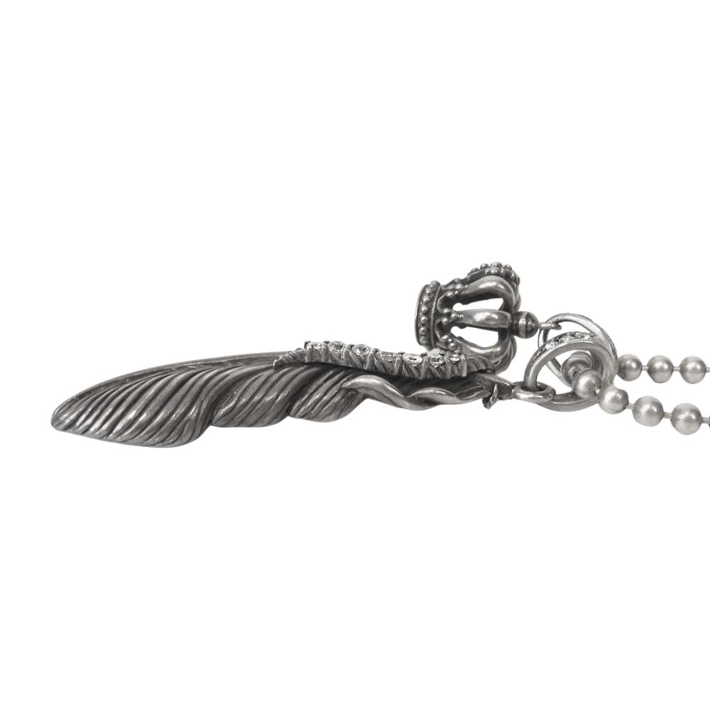 ライオンハート フェザー クラウン ペンダント トップ シルバー ネックレス シルバー系【中古】