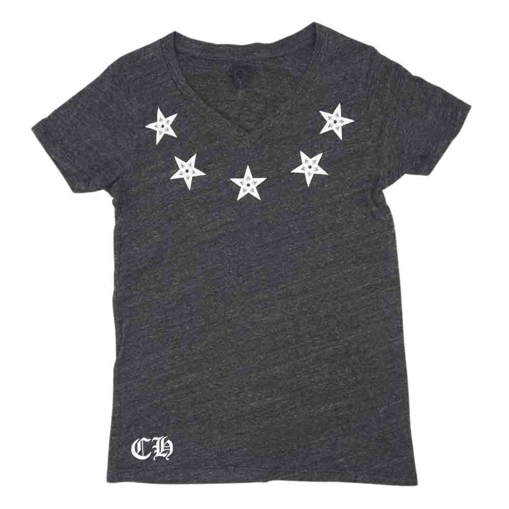 CHROME HEARTS クロムハーツ（原本無） 国内正規品 スター プリント Vネック Tee 半袖 Tシャツ ダークグレー系【中古】
