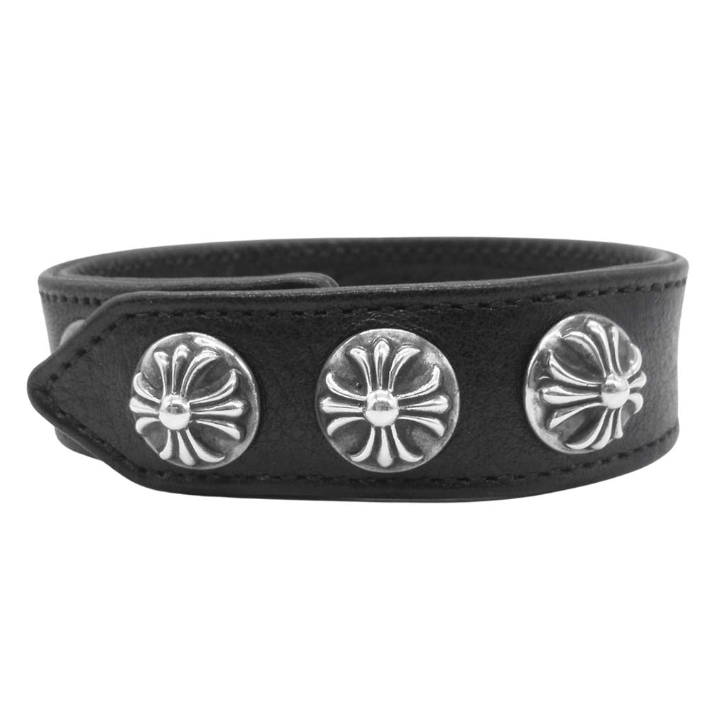 CHROME HEARTS クロムハーツ（原本有） 3BTN 2SNP CRS クロスボール スナップボタン ブレスレット ブラック系【中古】