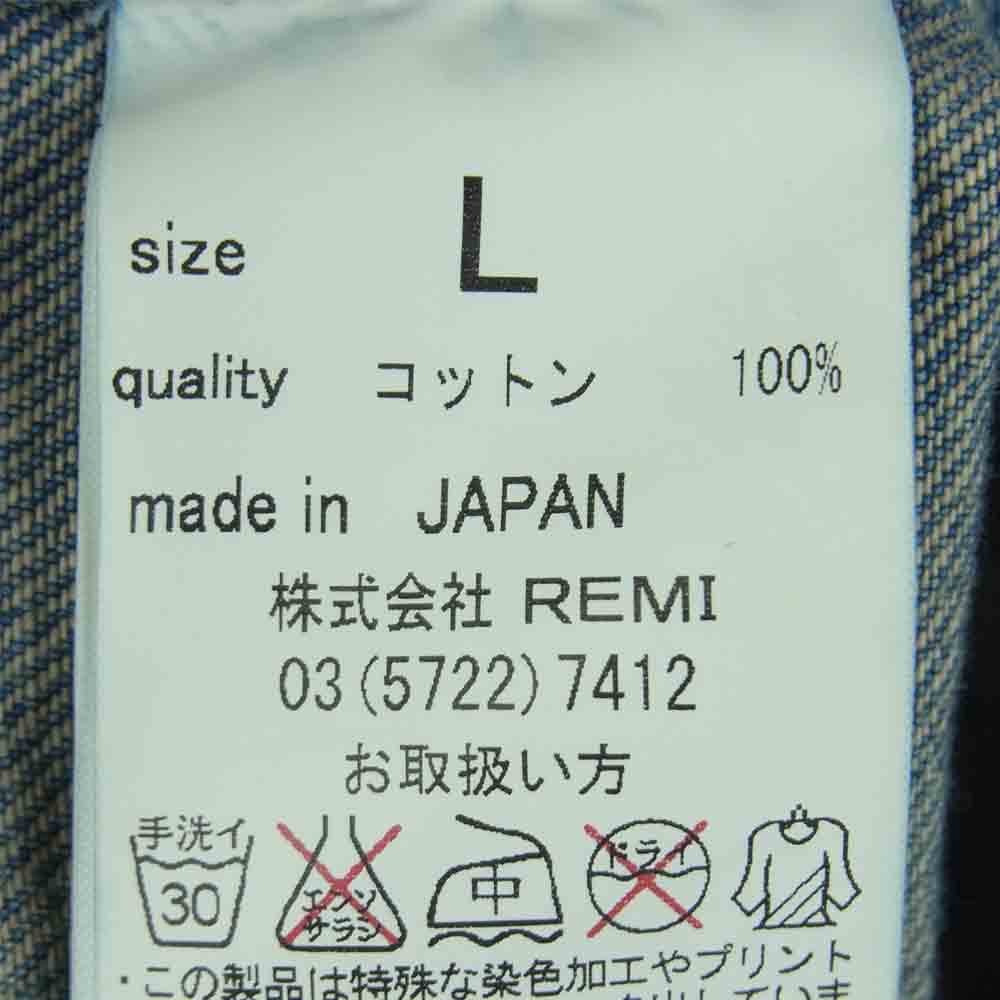 REMI RELIEF レミレリーフ 加工 Gジャン ジージャン デニム ジャケット 日本製 インディゴブルー系 L【中古】
