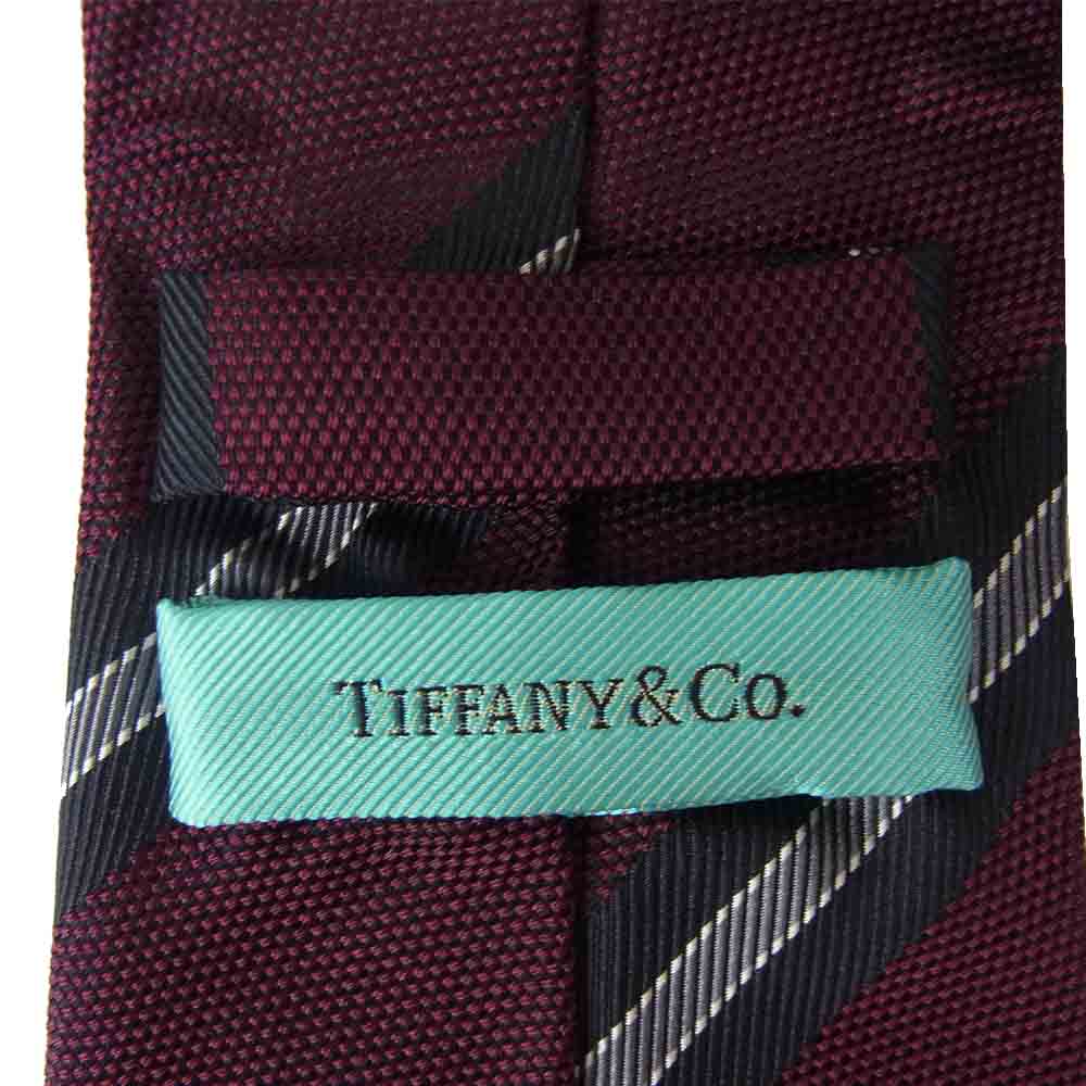 TIFFANY&Co. ティファニー ストライプ ネクタイ エンジ系【極上美品】【中古】