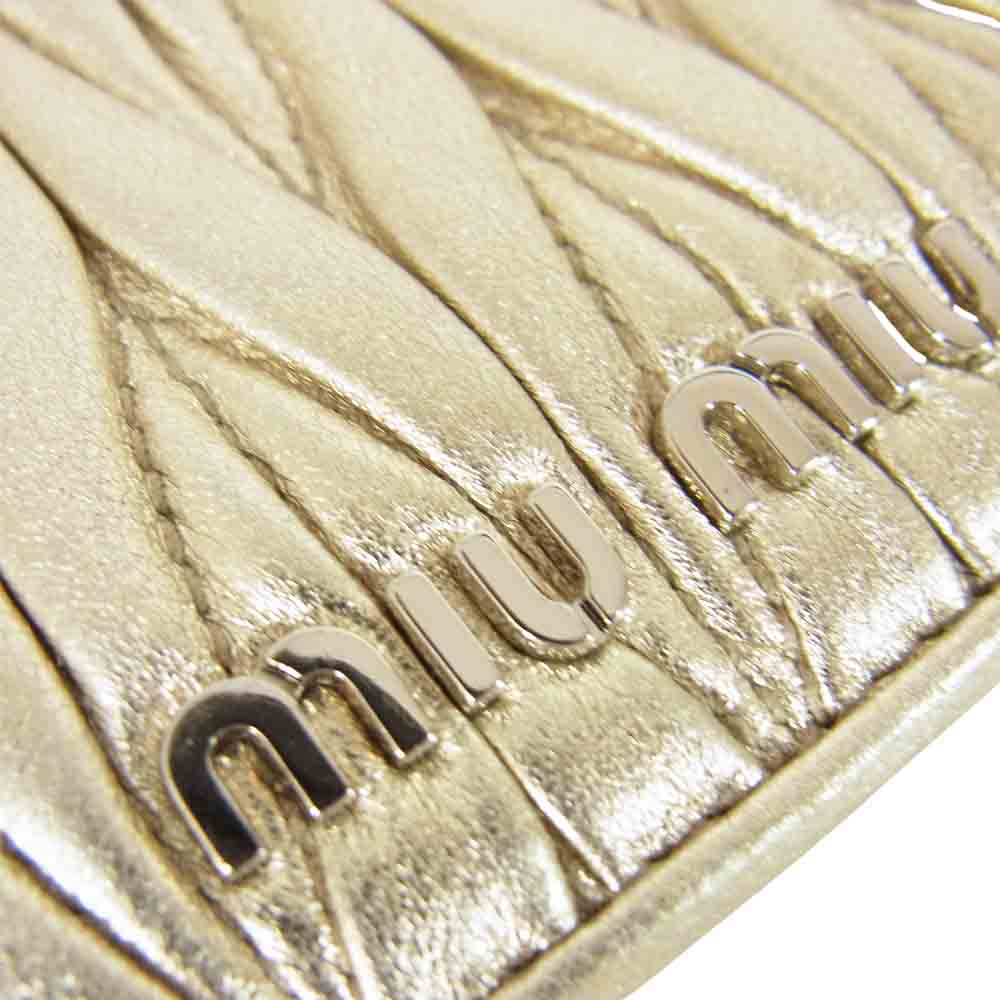 MIUMIU ミュウミュウ 5MV204 MATELASSE LEATHER WALLET マテラッセ 二つ折り財布 コンパクトウォレット ゴールド系【中古】
