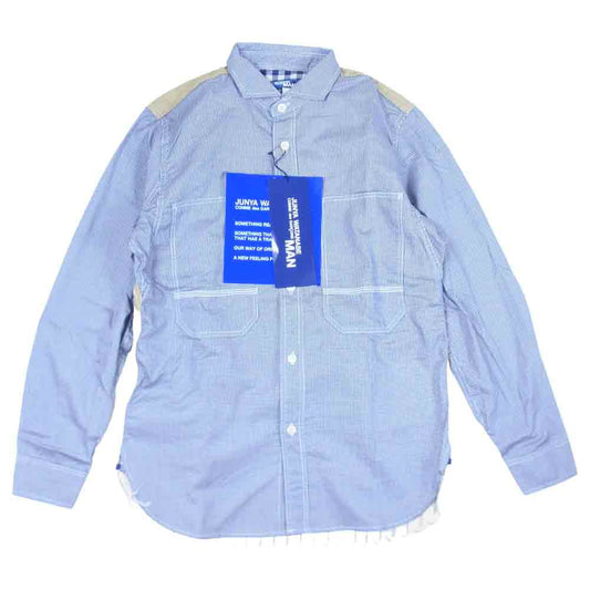 JUNYA WATANABE COMME des GARCONS MAN ジュンヤワタナベコムデギャルソンマン 21SS WG-B037 綿チェック 綿ラミーサテン 綿ストライプ 長袖 シャツ ブルー系 XS【新古品】【未使用】【中古】