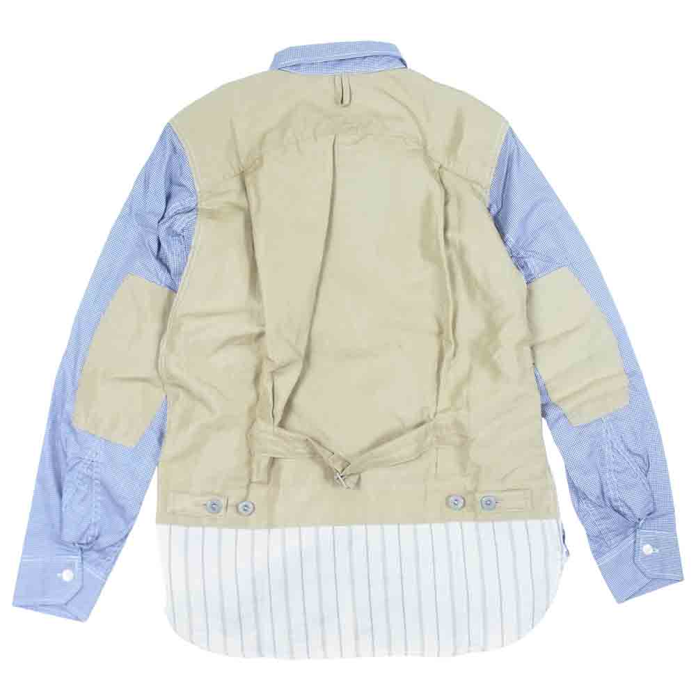 JUNYA WATANABE COMME des GARCONS MAN ジュンヤワタナベコムデギャルソンマン 21SS WG-B037 綿チェック 綿ラミーサテン 綿ストライプ 長袖 シャツ ブルー系 XS【新古品】【未使用】【中古】