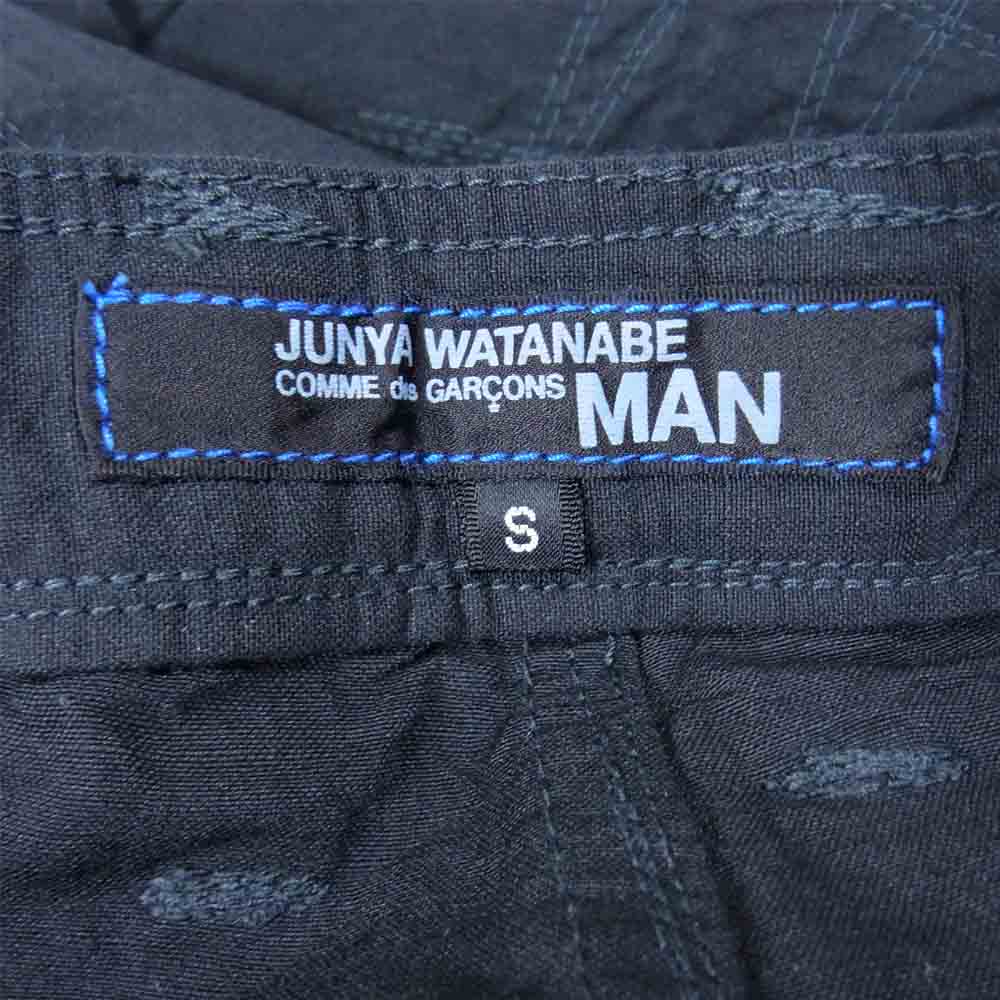 JUNYA WATANABE COMME des GARCONS MAN ジュンヤワタナベコムデギャルソンマン 21SS WG-P001 ナイロン綿 リネンポプリン 製品染め ステッチデザイン PT パンツ ブラック系 S【新古品】【未使用】【中古】