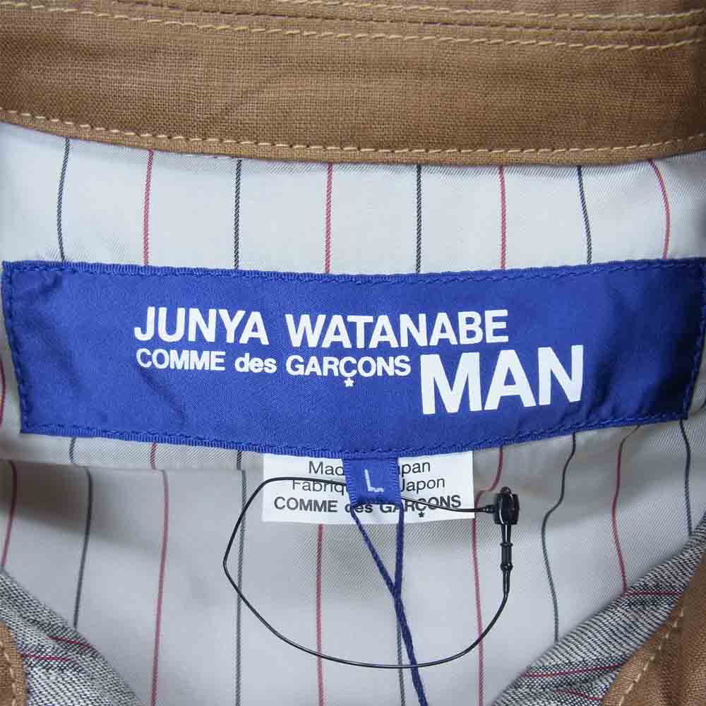 JUNYA WATANABE COMME des GARCONS MAN ジュンヤワタナベコムデギャルソンマン 21SS WG-J036 リネン レーヨン ストライプ ジャケット ベージュグレー系 L【新古品】【未使用】【中古】