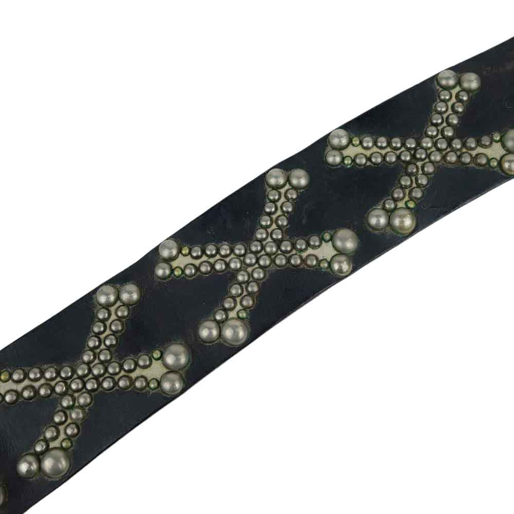 WOLF'S HEAD ウルフズヘッド CROSS BONE STUDS BELT クロス ボタン スタッズ ブラック系 32【中古】