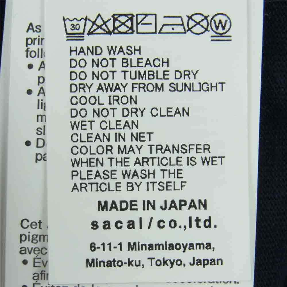 Sacai サカイ 21-0314S Fragment T-Shirt フラグメント 半袖 Tシャツ ダークネイビー系【新古品】【未使用】【中古】