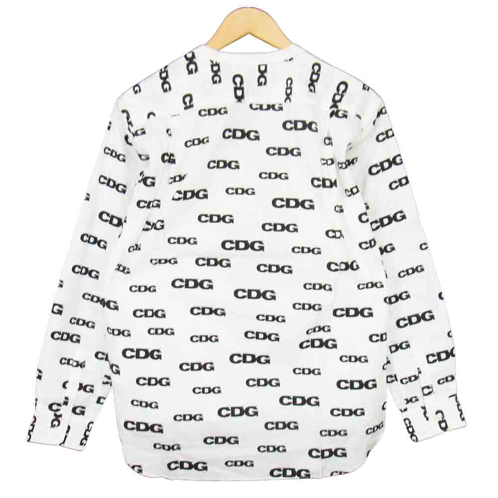 COMME des GARCONS コムデギャルソン CDG STUSSYステューシー SZ-B007 切替 総柄 長袖 シャツ ホワイト系 S【新古品】【未使用】【中古】