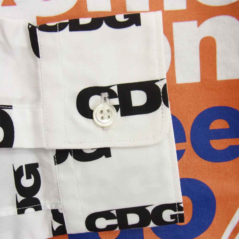 COMME des GARCONS コムデギャルソン CDG STUSSYステューシー SZ-B007 切替 総柄 長袖 シャツ ホワイト系 S【新古品】【未使用】【中古】