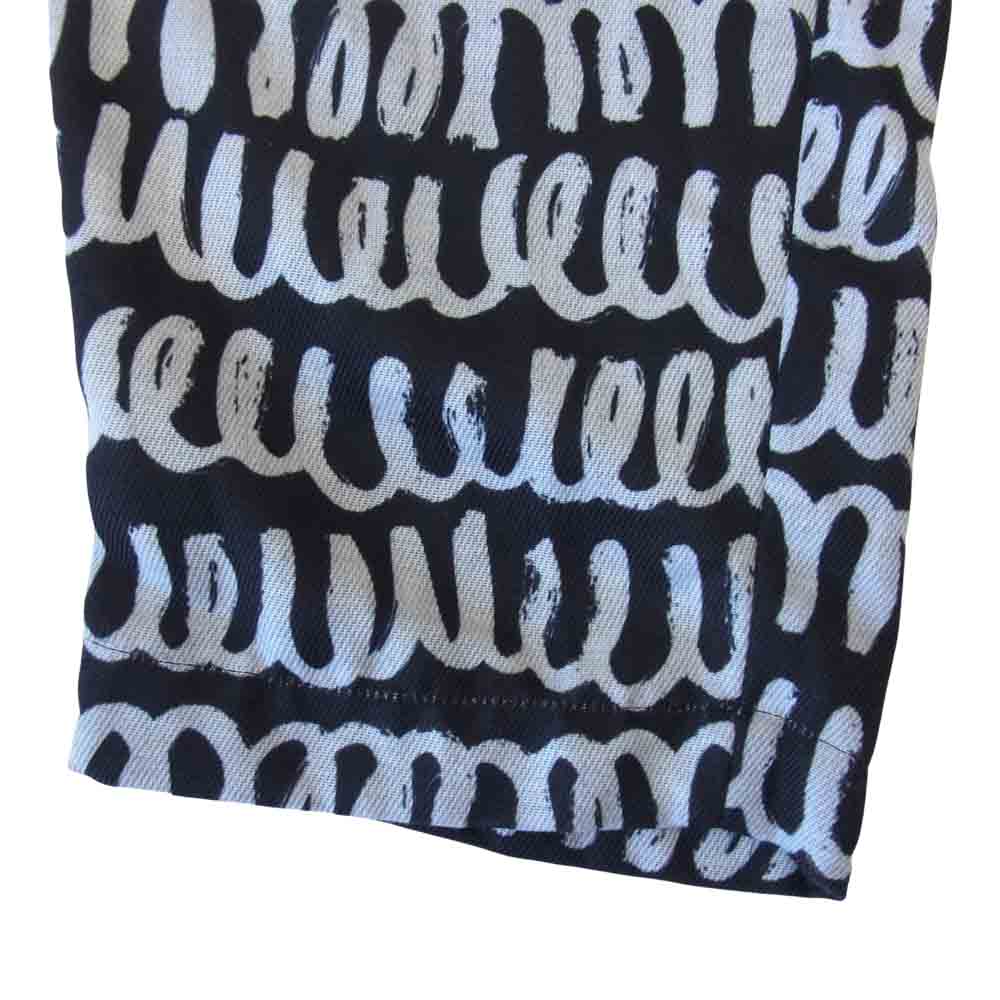 BLACK COMME des GARCONS ブラックコムデギャルソン 1D-P028 総柄 ポリ テーパード パンツ ブラック系 M【新古品】【未使用】【中古】