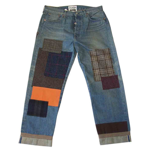 JUNYA WATANABE COMME des GARCONS MAN ジュンヤワタナベコムデギャルソンマン XF-P014 コットン セルビッチ 製品加工 パッチワーク デニム パンツ インディゴブルー系 L【新古品】【未使用】【中古】
