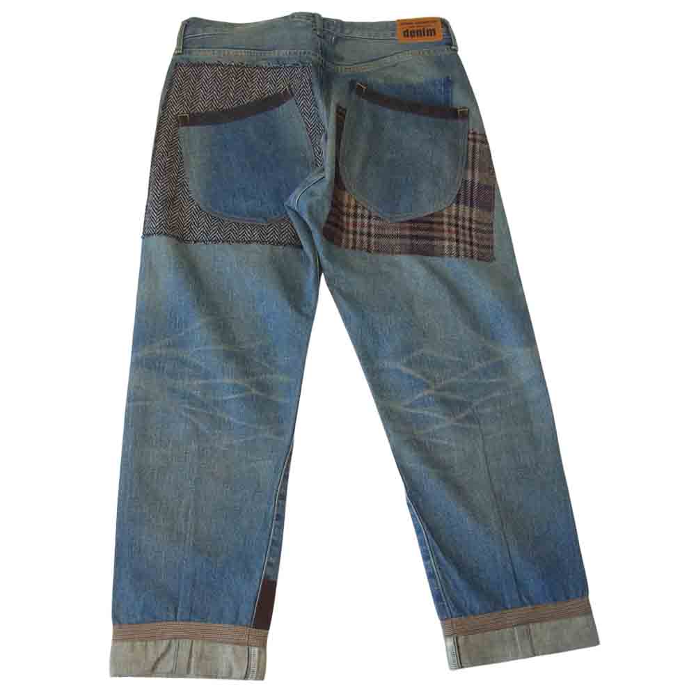 JUNYA WATANABE COMME des GARCONS MAN ジュンヤワタナベコムデギャルソンマン XF-P014 コットン セルビッチ 製品加工 パッチワーク デニム パンツ インディゴブルー系 L【新古品】【未使用】【中古】