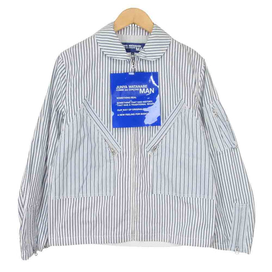 JUNYA WATANABE COMME des GARCONS MAN ジュンヤワタナベコムデギャルソンマン WG-J033 コットンポプリン ストライプ ジップ ジャケット ブルー系 XS【新古品】【未使用】【中古】