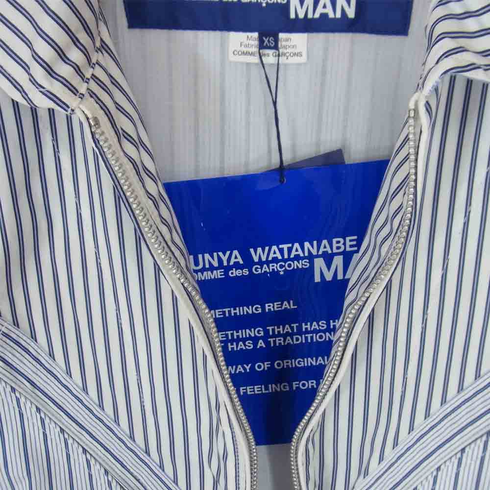 JUNYA WATANABE COMME des GARCONS MAN ジュンヤワタナベコムデギャルソンマン WG-J033 コットンポプリン ストライプ ジップ ジャケット ブルー系 XS【新古品】【未使用】【中古】