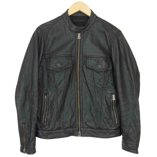 FULLCOUNT フルカウント カウハイド シングル レザー ライダース ジャケット ブラック系 36【中古】
