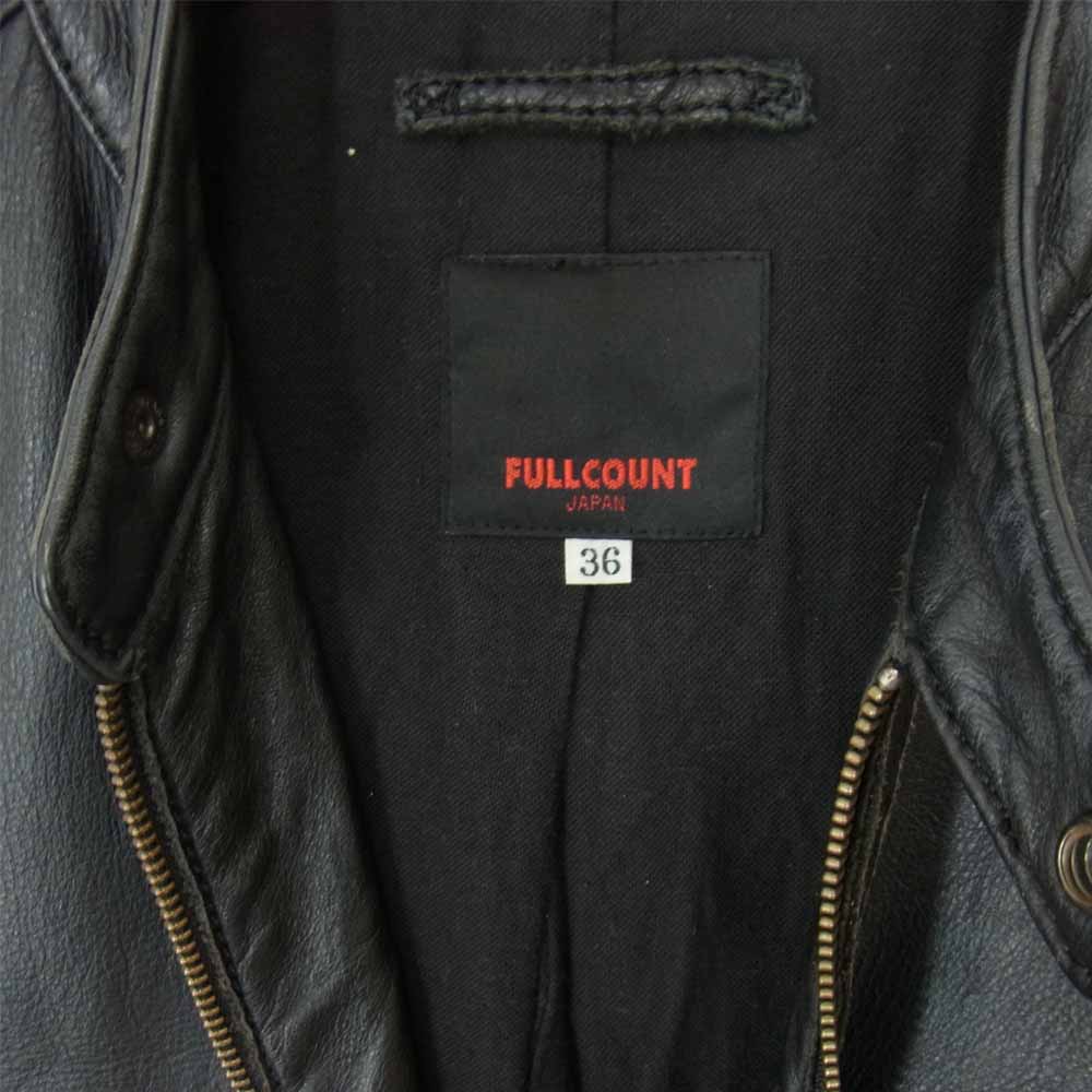 FULLCOUNT フルカウント カウハイド シングル レザー ライダース ジャケット ブラック系 36【中古】