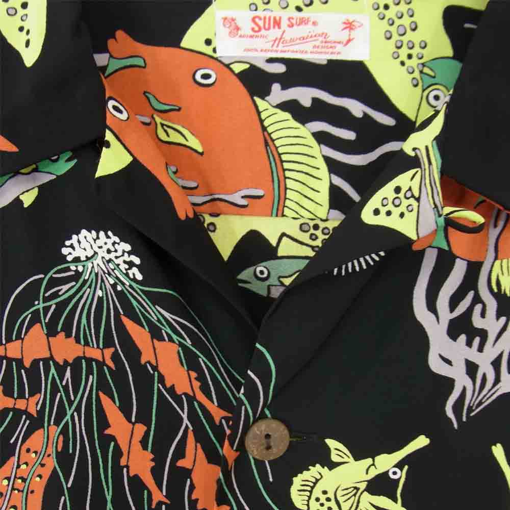 SUN SURF サンサーフ SS33867 RAYON S/S "UNDER SEA" レーヨン アロハ シャツ ブラック系 M【中古】