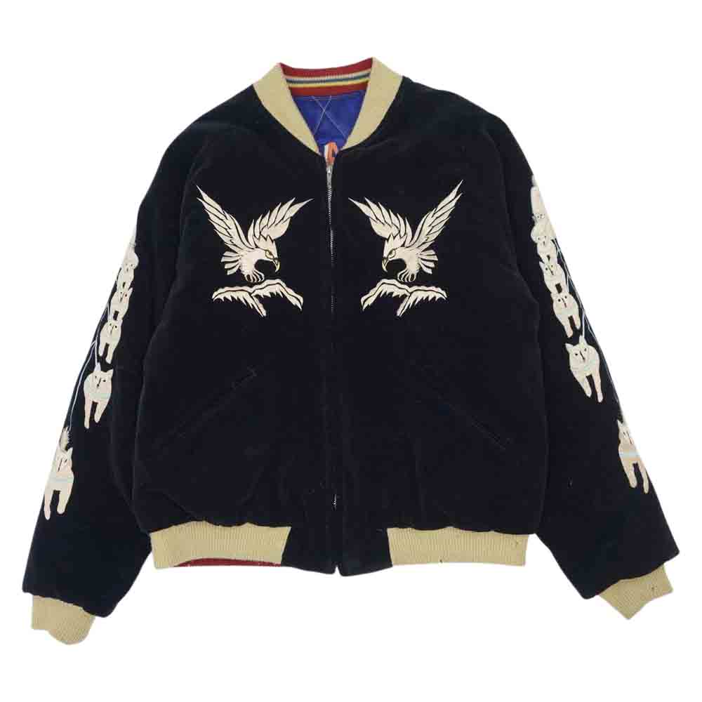 東洋 TT10496 ベロア サテン ALASKA アラスカ スーベニア ジャケット スカジャン ブラック系 ブルー系 S【中古】