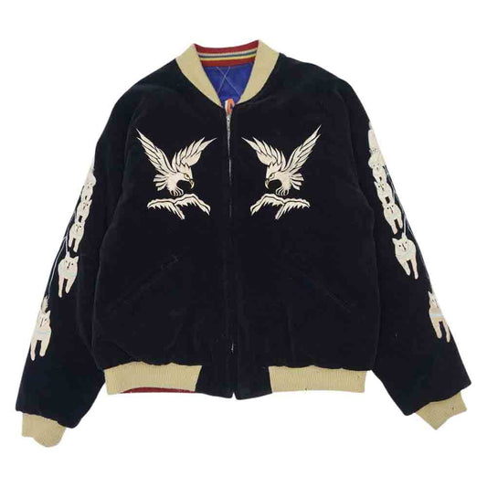 東洋 TT10496 ベロア サテン ALASKA アラスカ スーベニア ジャケット スカジャン ブラック系 ブルー系 S【中古】