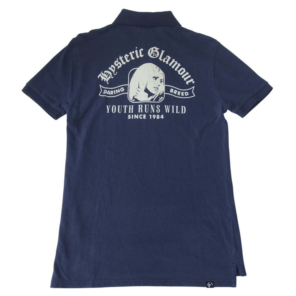 HYSTERIC GLAMOUR ヒステリックグラマー 0251CH01 ガール プリント ポロシャツ ネイビー系 S【中古】