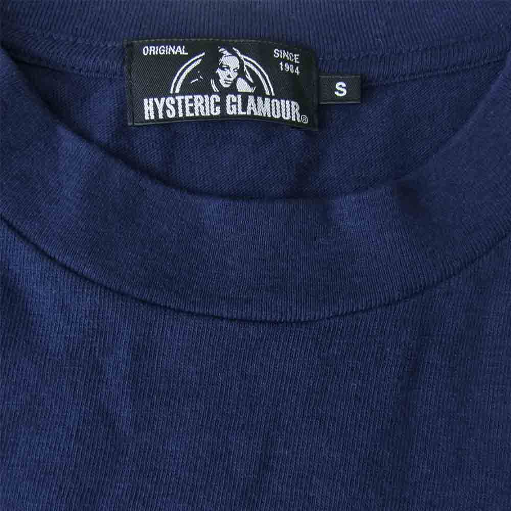 HYSTERIC GLAMOUR ヒステリックグラマー HIGH PERFORMANCE ロゴ ガール プリント 長袖 カットソー ネイビー ネイビー系 S【美品】【中古】