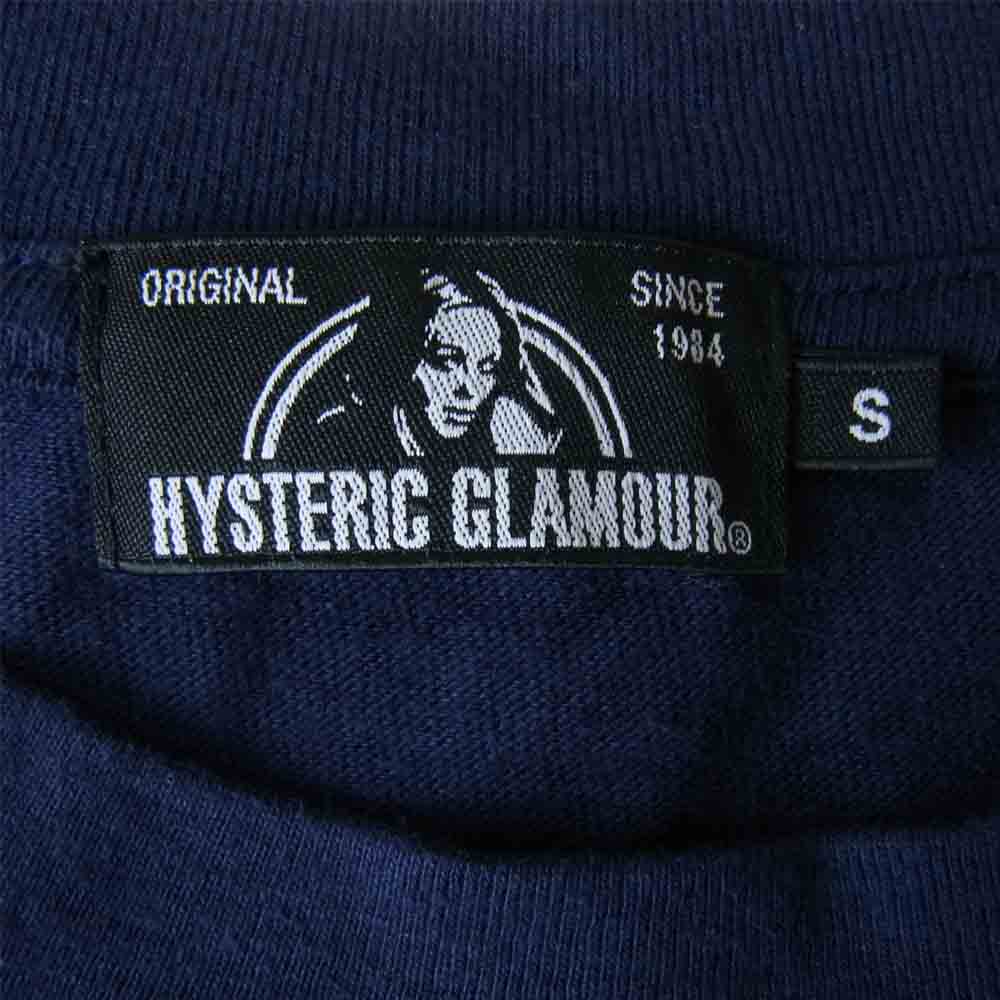 HYSTERIC GLAMOUR ヒステリックグラマー HIGH PERFORMANCE ロゴ ガール プリント 長袖 カットソー ネイビー ネイビー系 S【美品】【中古】