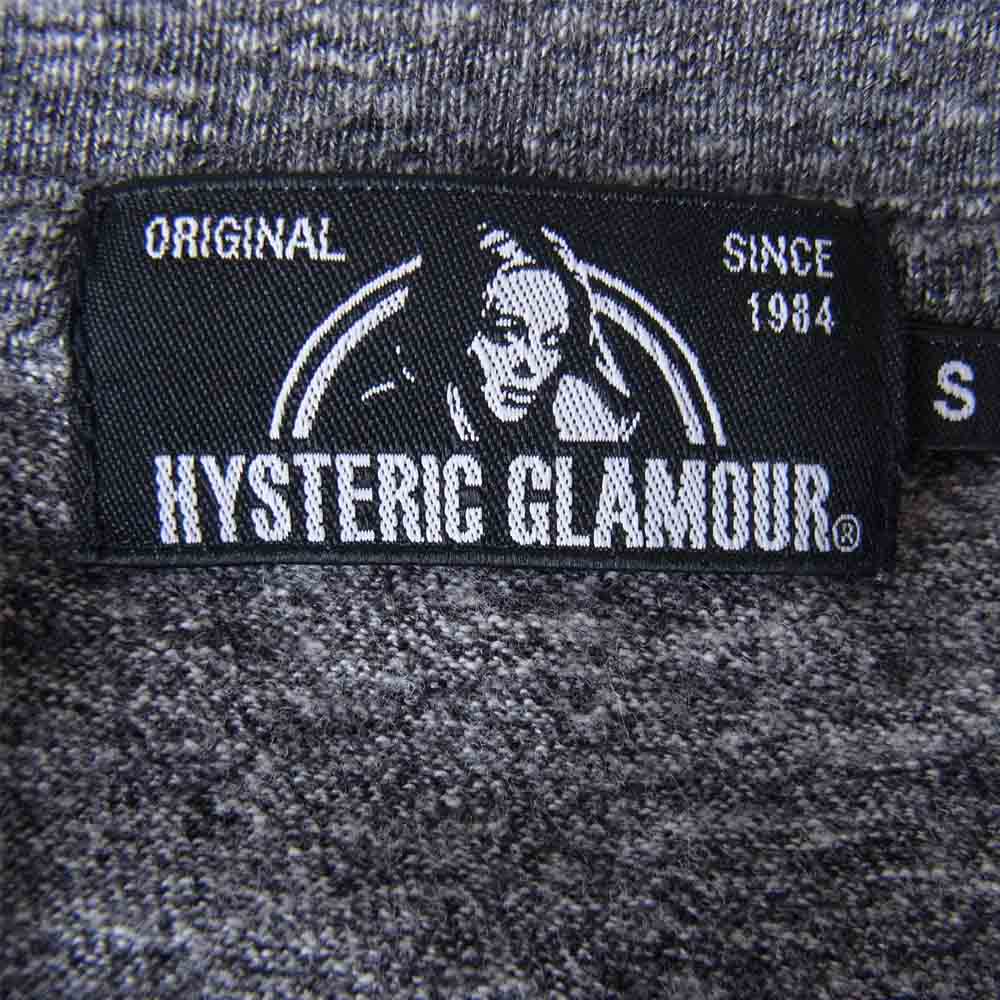 HYSTERIC GLAMOUR ヒステリックグラマー HIGH PERFORMANCE ロゴ ガール プリント 長袖 カットソー グレー グレー系 S【美品】【中古】