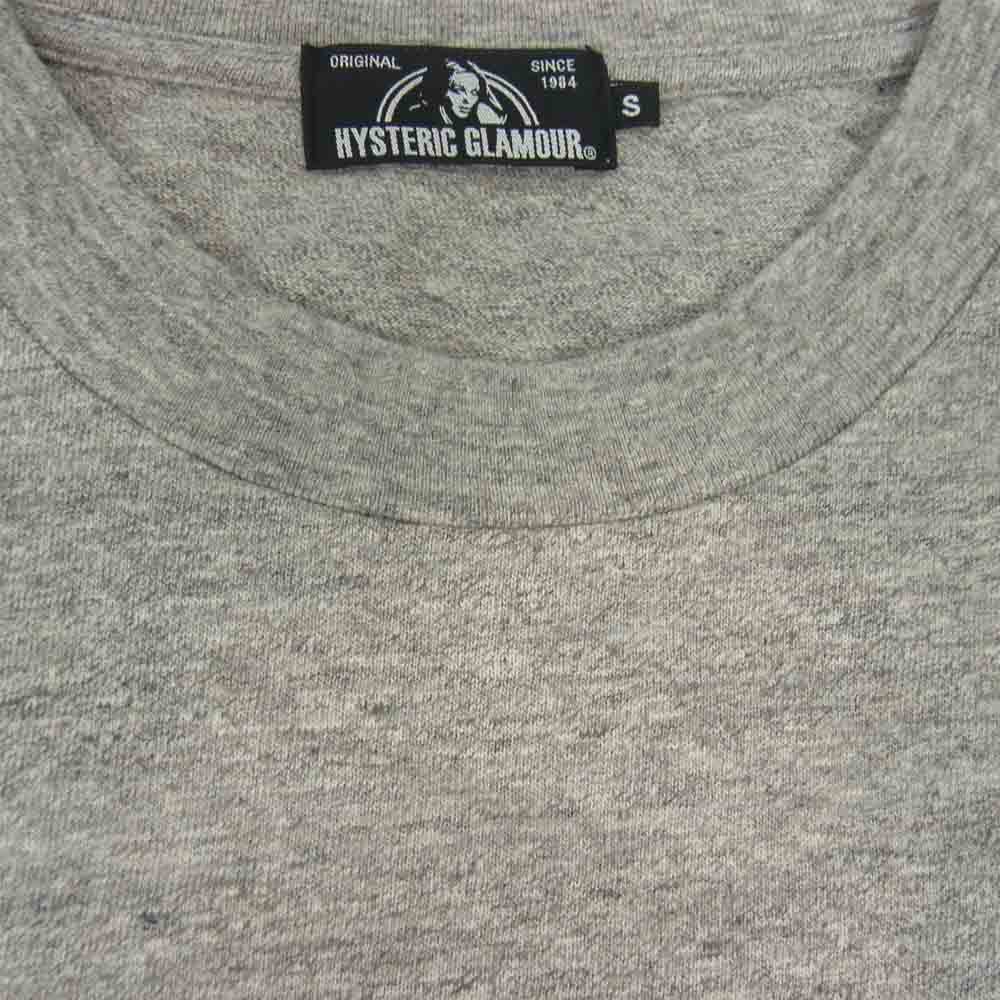 HYSTERIC GLAMOUR ヒステリックグラマー HIGH PERFORMANCE ロゴ ガール プリント 長袖 カットソー ライトグレー グレー系 S【美品】【中古】