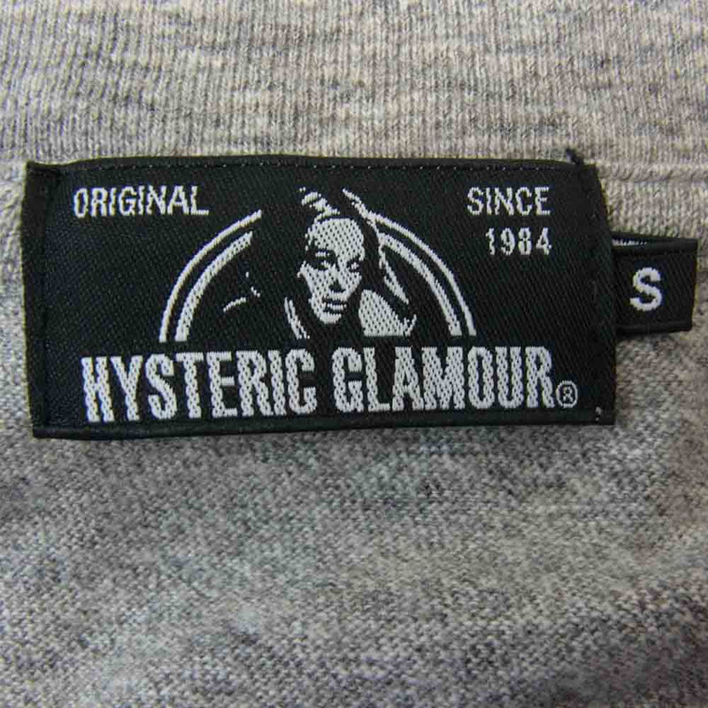 HYSTERIC GLAMOUR ヒステリックグラマー HIGH PERFORMANCE ロゴ ガール プリント 長袖 カットソー ライトグレー グレー系 S【美品】【中古】