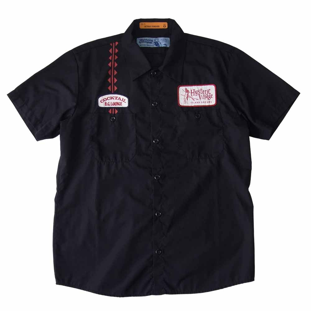 HYSTERIC GLAMOUR ヒステリックグラマー 02172AH08 HYS VILLAGE 半袖 エンジニア シャツ ブラック系 S【美品】【中古】