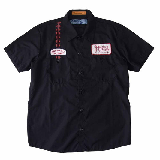 HYSTERIC GLAMOUR ヒステリックグラマー 02172AH08 HYS VILLAGE 半袖 エンジニア シャツ ブラック系 S【美品】【中古】