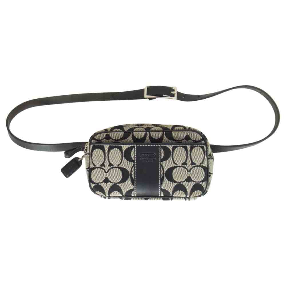 COACH コーチ 2WAY シグネチャー ショルダー ウエスト ポーチ バッグ ブルー系【中古】