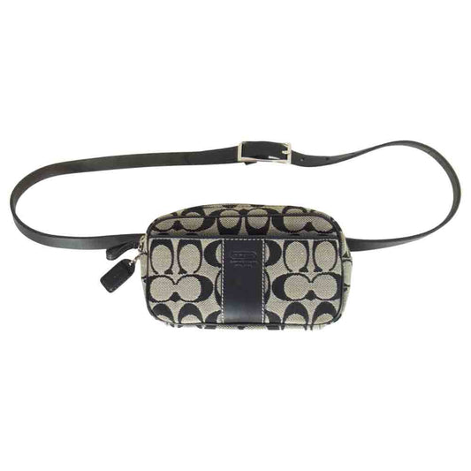 COACH コーチ 2WAY シグネチャー ショルダー ウエスト ポーチ バッグ ブルー系【中古】