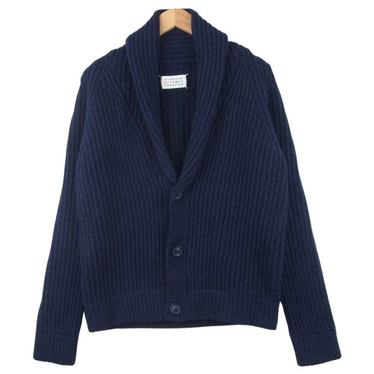 MAISON MARGIELA メゾンマルジェラ 14 ショールカラー ウール ニット カーディガン イタリア製 ネイビー系 S【中古】