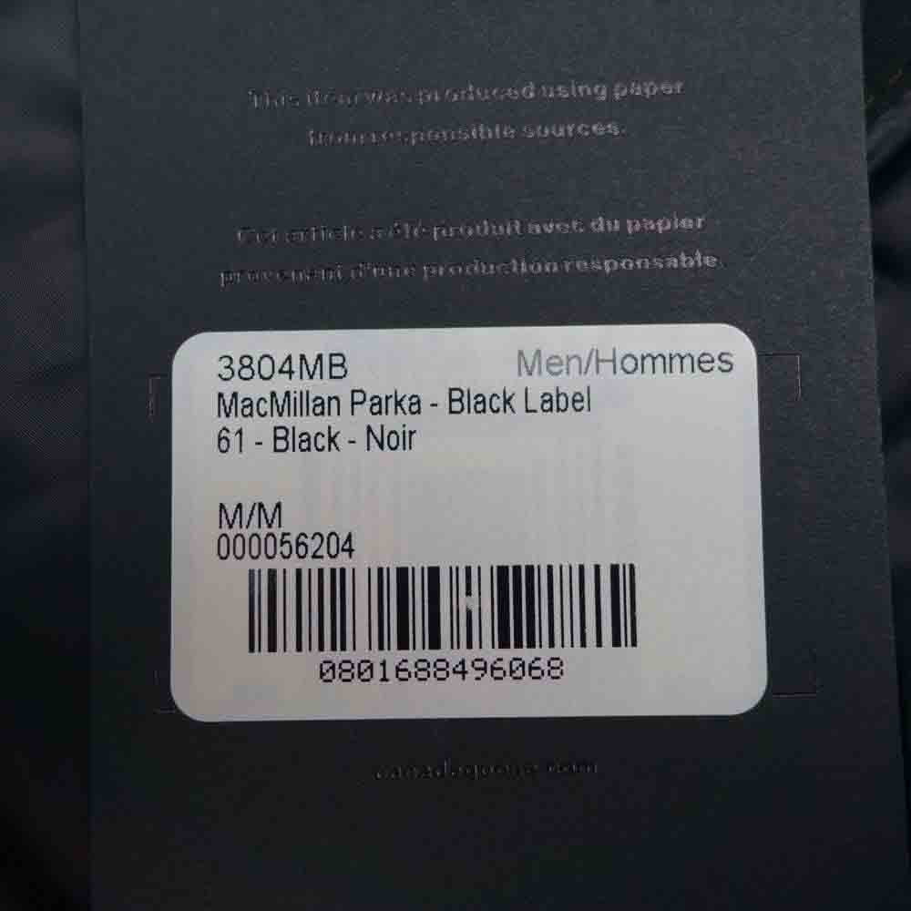 CANADA GOOSE カナダグース 3804MB 国内正規品 BLACK LABEL ブラックレーベル MACMILLAN PARKA マクミラン パーカ ブラック系 M【極上美品】【中古】