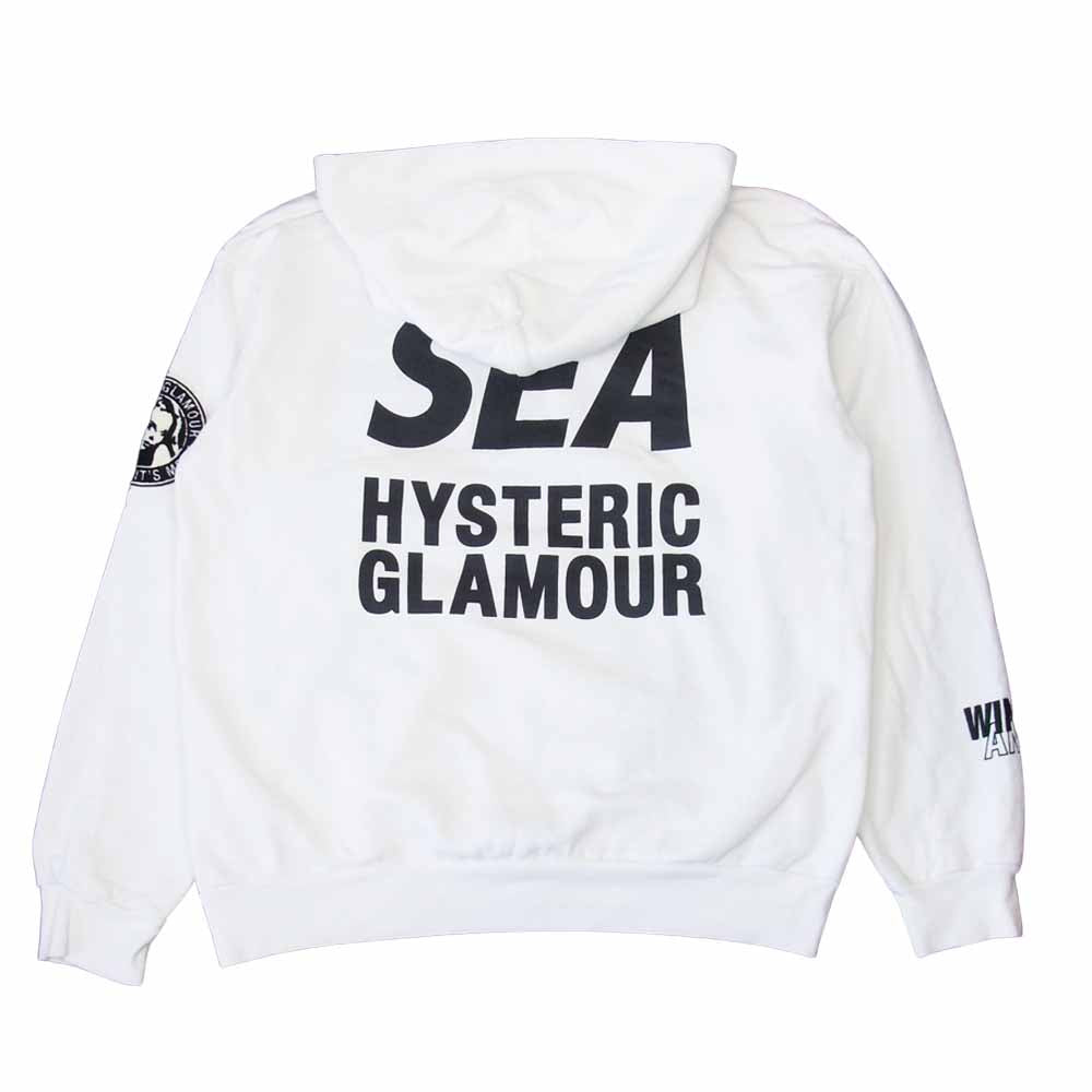 HYSTERIC GLAMOUR ヒステリックグラマー 20AW WDS-HYS-2-02 × WIND AND SEA HOODIE ウィンダンシー フーディー ホワイト系 L【中古】