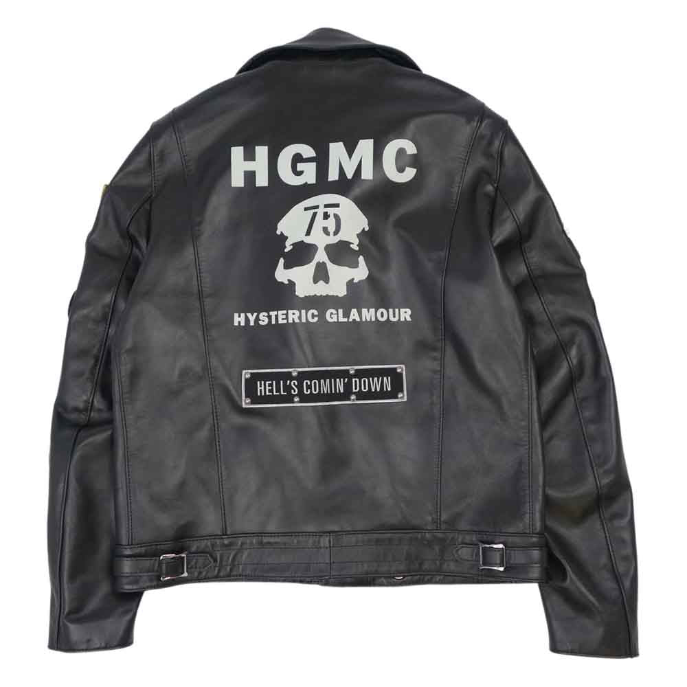 HYSTERIC GLAMOUR ヒステリックグラマー 0201LB02 × LEWIS LEATHERS ルイスレザー バックスカル サイクロン ダブルライダース ブラック系 L【新古品】【未使用】【中古】